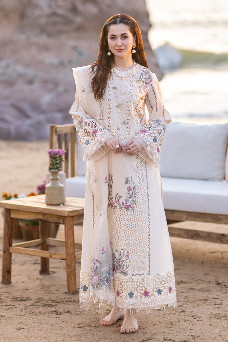 3PC LAWN EMBROIDERED SHIRT WITH COTTON NET PRINTED EMBROIDERED DUPATTA AND TROUSER - 520 L