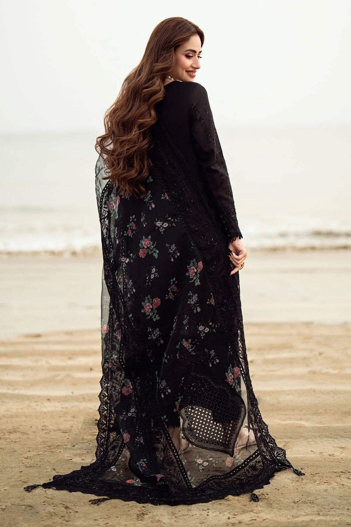 3PC LAWN EMBROIDERED SHIRT WITH COTTON NET PRINTED EMBROIDERED DUPATTA AND TROUSER - 520 L