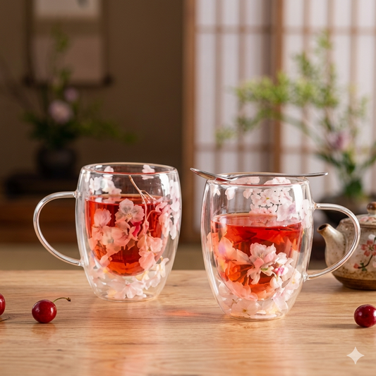 Double Wall Real Flowers Mug
