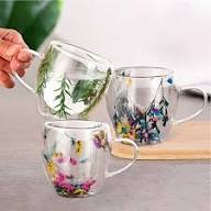 Double Wall Real Flowers Mug